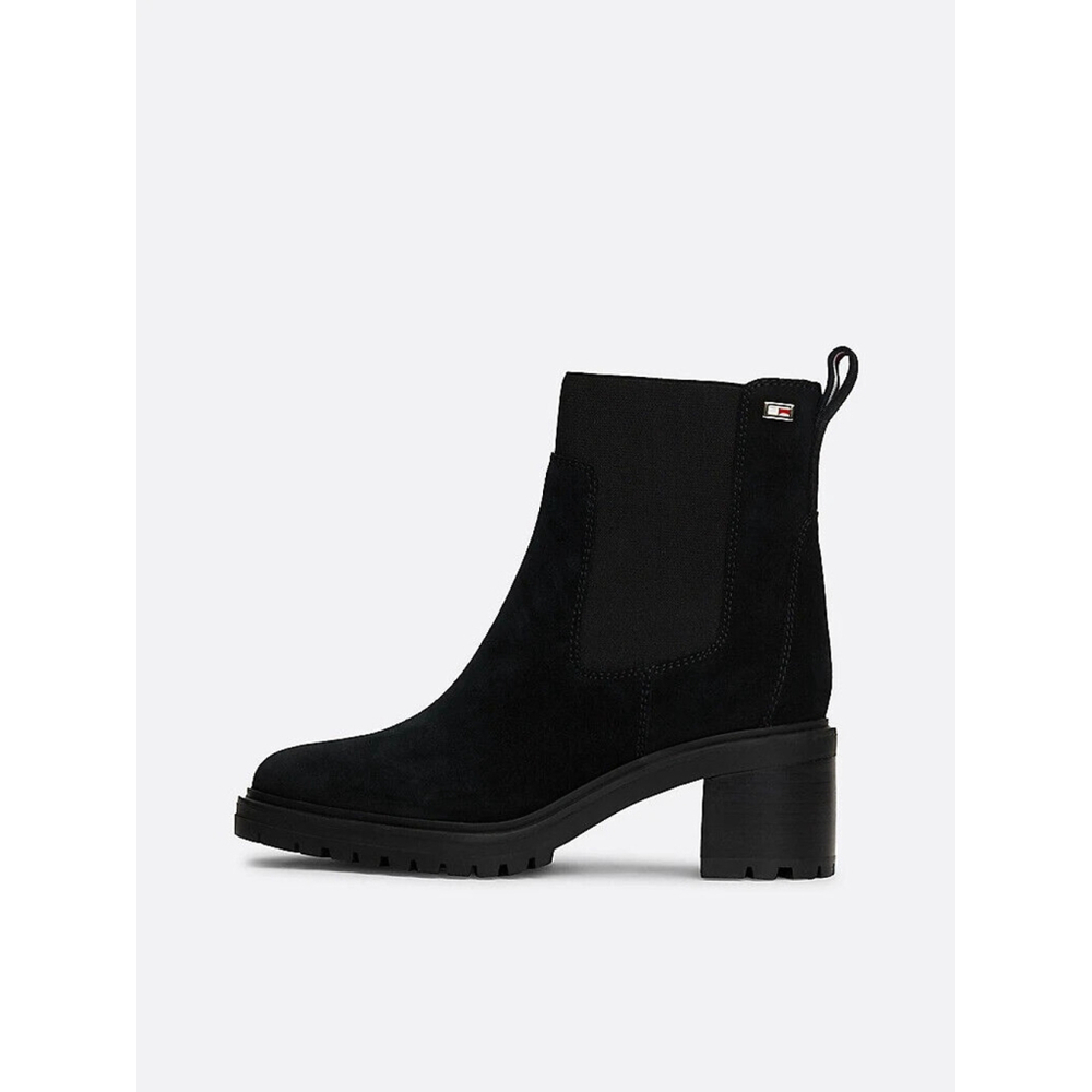 Tommy Hilfiger Suede Block Heel Chelsea Boots in Black Size 9.5